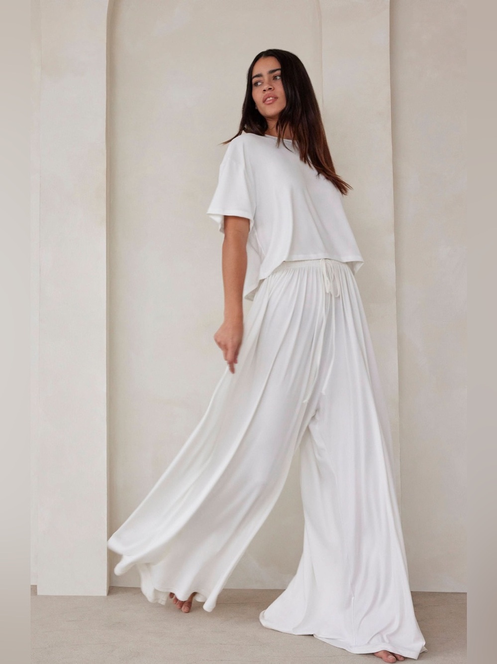 Bumpsuit SMALL The Cloud Parachute super wide leg pants in white